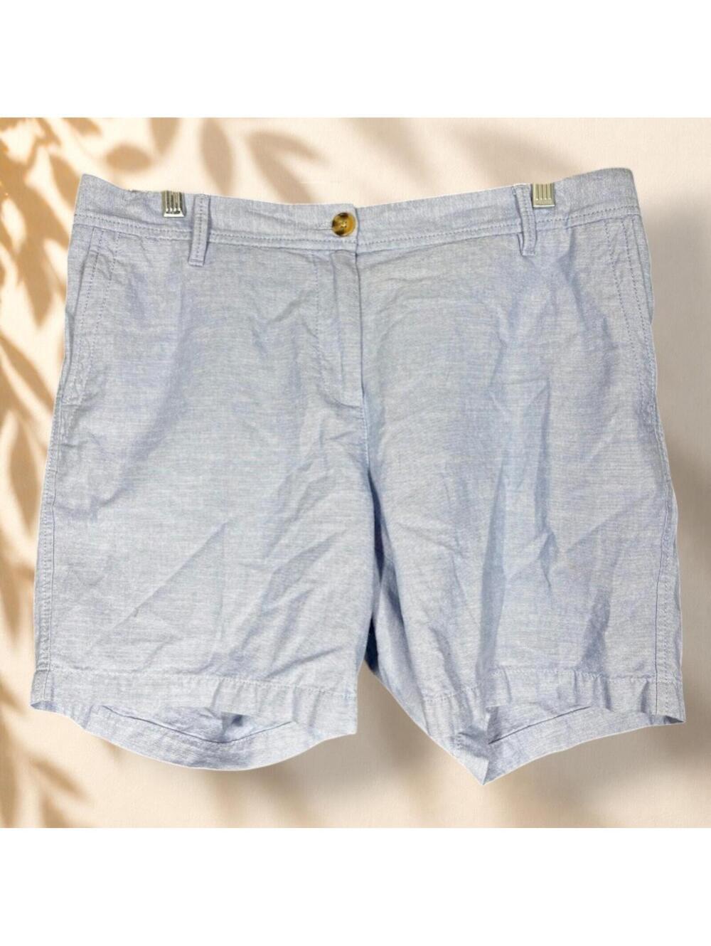 Talbots Shorts Women M Medium Blue Mid Rise Chino Pockets Cotton Casual Solid